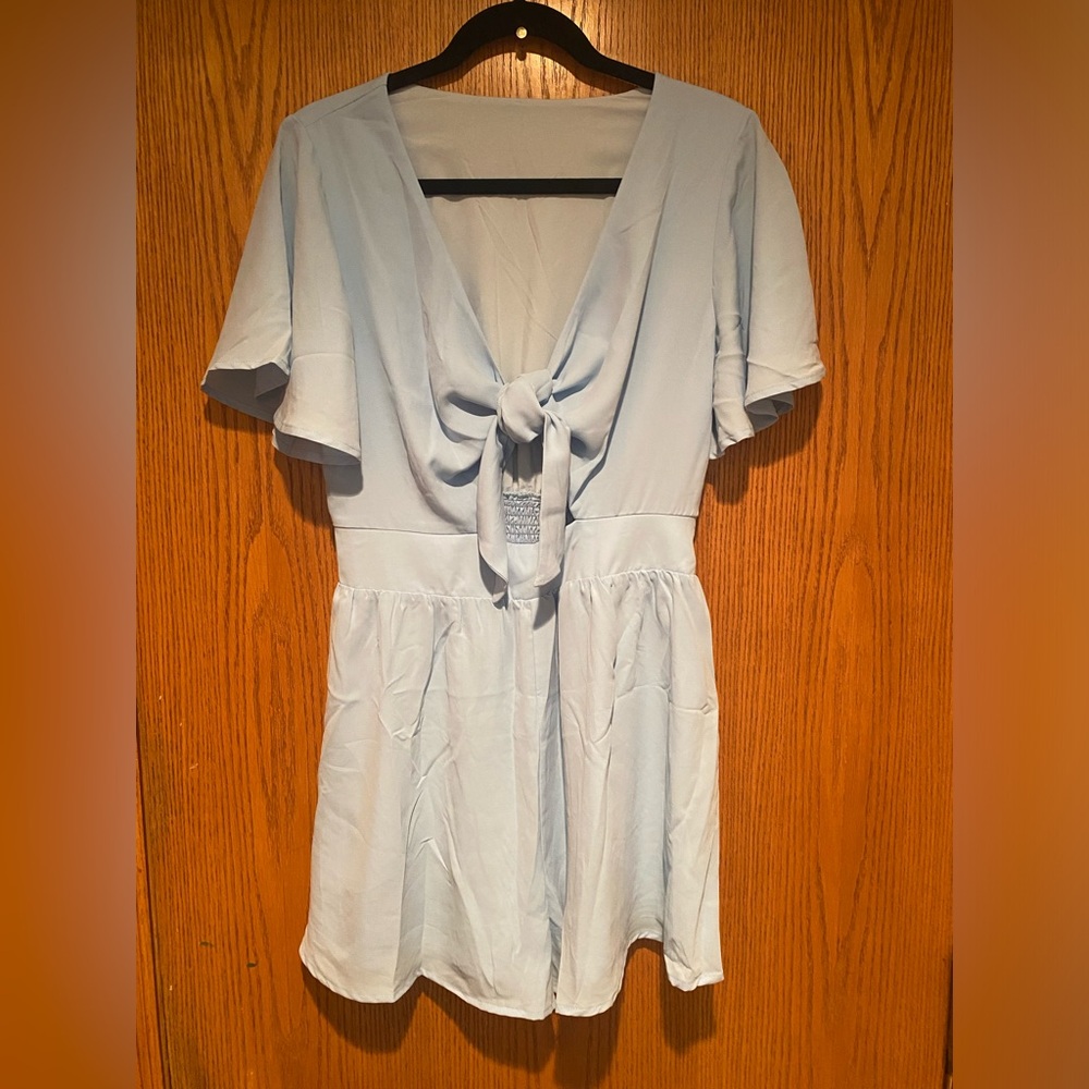 Blue Romper with tie front